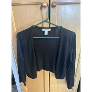 WHBM White House Black Market Black Sparkle Open Front Long Sleeve Sweater Large